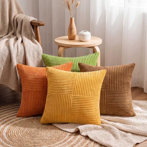 Fall 24x24 Inch Throw Pillow Covers Set of 4 - Boho Autumn Cushion Cases