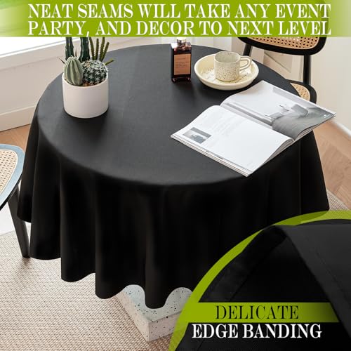 60 Inch Round Tablecloth for 36-48 Inch Tables - Black Polyester Spillproof