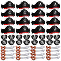 Pirate Party Set 48 Pcs - Hats, Eye Patches & Inflatable Swords for Kids - Variation of 48pcs Pirate Hat Set