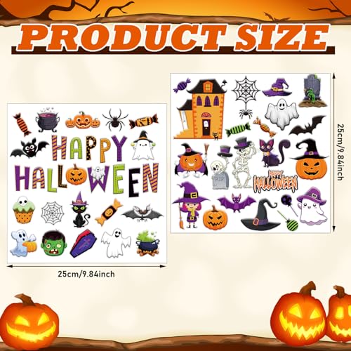 Pumpkin Halloween Gel Window Clings - 53 PC Spooky & Cute Decorations