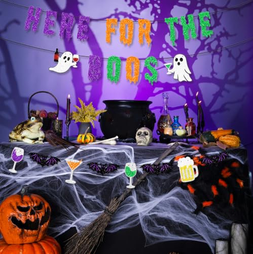 Halloween Party Banner - Glittery Here for The Boos Decorations Set