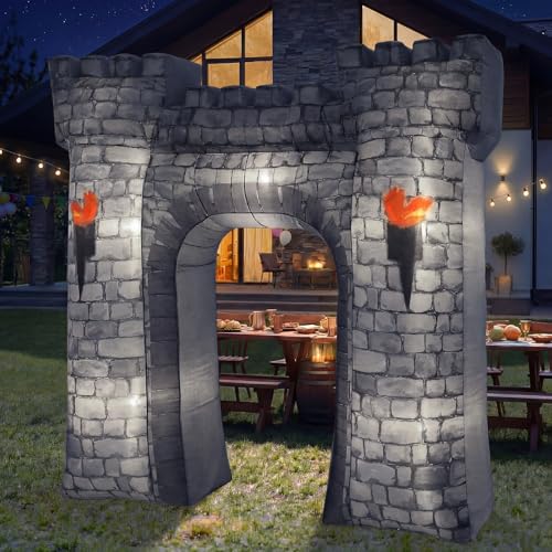 Medieval Inflatable Castle Archway with Lights - 8ft Halloween Party Decor - Variation: Medieval