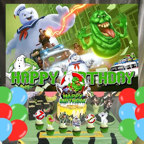 Ghostbusters Cartoon Party Backdrop 5x3FT for Halloween & Birthday Celebrations