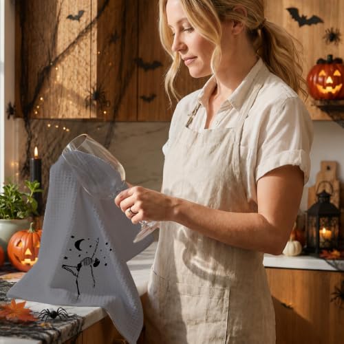 Funny Dancing Skeleton Hand Towels Set - Microfiber Bathroom & Kitchen Decor - Multi 1446