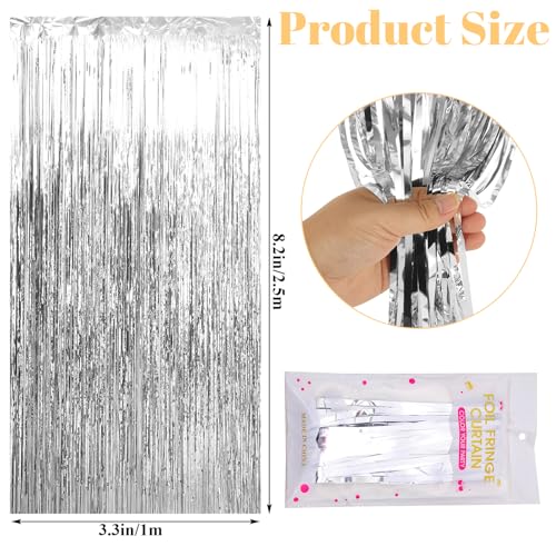 25-Pack Silver Foil Fringe Curtains - Tinsel Party Backdrops & Decorations