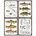11x14 Fishing Wall Art Set - Lake Mountain House Decor - Rustic Bass & Trout Prints - Unframed Gift Idea - Variation of THIS listing