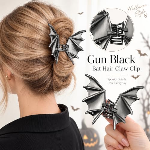 Halloween Gothic Hair Clips Set - Bat Wing, Spider, Skeleton Hand Claw Clips - Style A