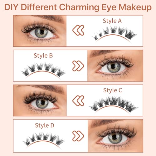 MLEN DIARY 100 Clusters Mink False Eyelashes - 09-NMHX, Natural 4D Fox Eye Look
