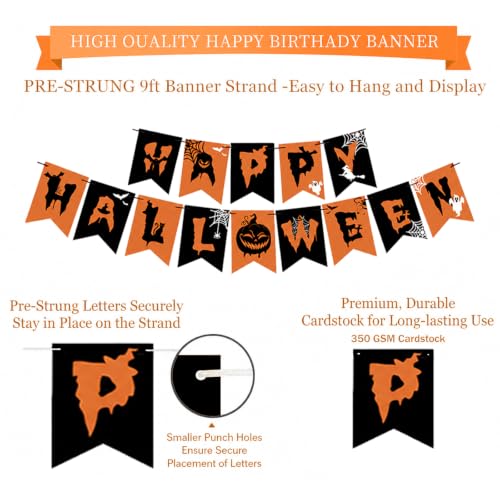 Halloween Party Decorations Banner Set - Black, Orange, White Holiday Decor