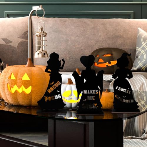 Halloween Witch Wooden Table Centerpieces Set - Spooky Fall Decor