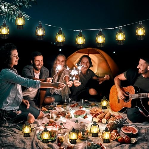 Mini Lanterns Set - 12 Black 6-Inch Decorative Candle Lanterns for Home & Party