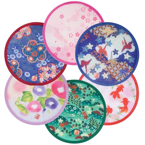 Foldable Floral Hand Fans Set - Japanese Style Portable Cooling Fans for Summer Festivals & Weddings (8 Inch, 6 Pack)