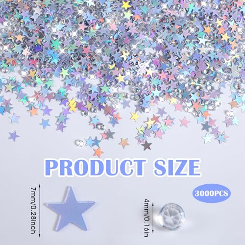 3000 Pcs Silver Star Confetti - Metallic Table Glitter for Weddings & Parties
