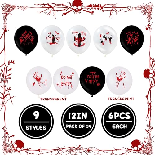 54PCS Halloween Bloody Balloons Latex Party Supplies - Spooky Decorations