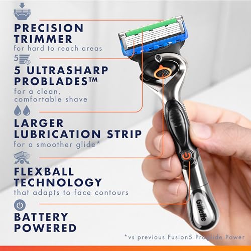 Battery-Powered Gillette ProGlide Power Razor for Men + 1 Blade Refill & Extra Handle