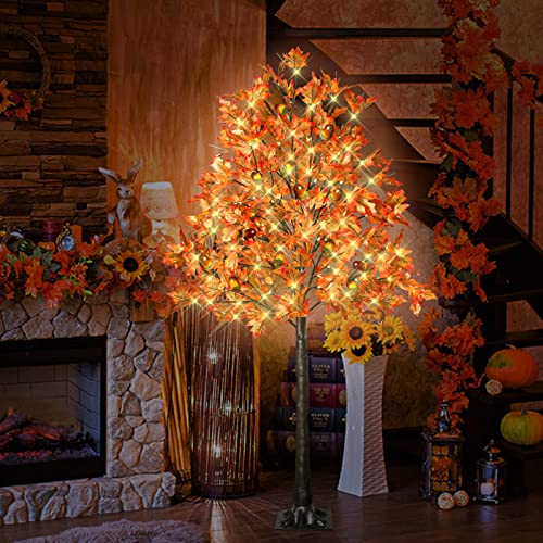 6FT 130 LED Lighted Maple Tree - Fall Autumn Decor with Remote & 8 Modes - Variation of THIS listing