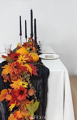 Black Cheesecloth Table Runner 6 Pack - 10Ft Rustic Boho Fall Party Decor