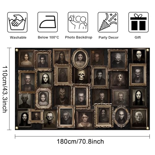 Halloween Portrait Backdrop Banner - Black 70.8x43.3 inch - Spooky Party Decor