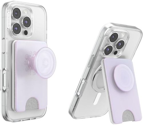 PopSockets Kick-Out Wallet for MagSafe - Adjustable Kickstand & Magnetic Stand, Opalescent White