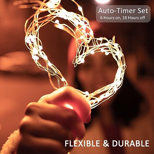 16 Pack Battery Operated Fairy Lights with Remote & Timer - Waterproof 33ft Warm White