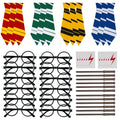 Wizard Party Favors Set - Wizard-48 Includes Wands Glasses Ties Stickers for Birthday & Halloween