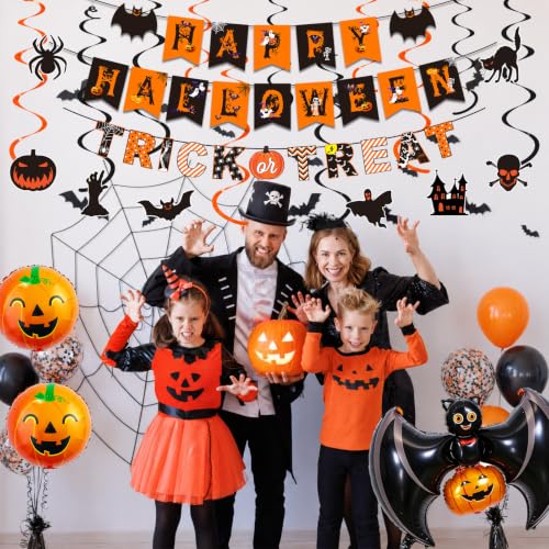 Orange Bat Halloween Balloons & Party Decorations - 49 Pcs Outdoor Indoor Set