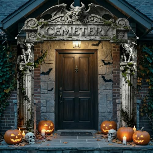 Halloween Cemetery Door Banner Set - Spooky Haunted House Decorations