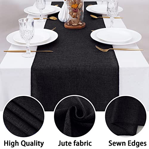Black Burlap Table Runners 12x84 Inch 2 Pack Rustic Boho Decor - Variation of THIS listing