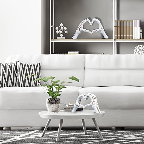 White Hand Bone Heart Sculpture - Modern Home Decor, Halloween Table Centerpiece