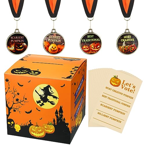 Halloween Pumpkin Carving Contest Kit - Ballot Box, Medals & Voting Cards