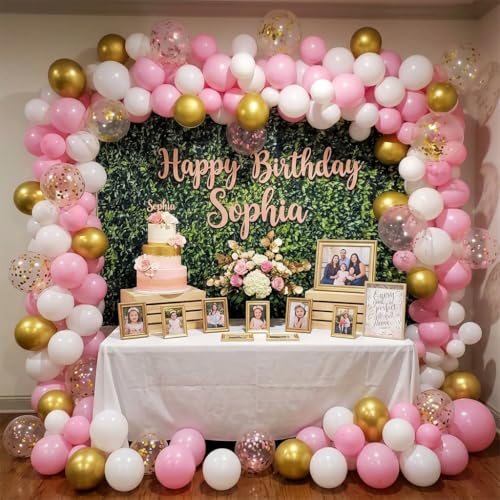Pink White Birthday Party Balloons Set - 60 Count 12 Inch Latex Decor
