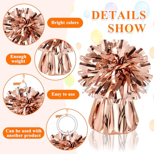 24 Rose Gold Balloon Weights Metallic Anchor - Heavy Balloon Holders & Ribbons