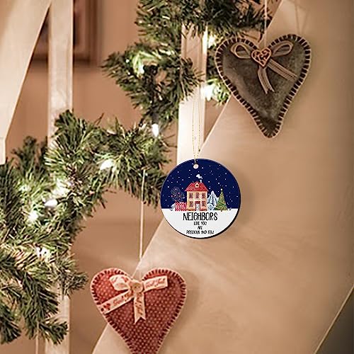 Neighbor Christmas Ornament 3 Inch Ceramic Keepsake with Gold Hanging String