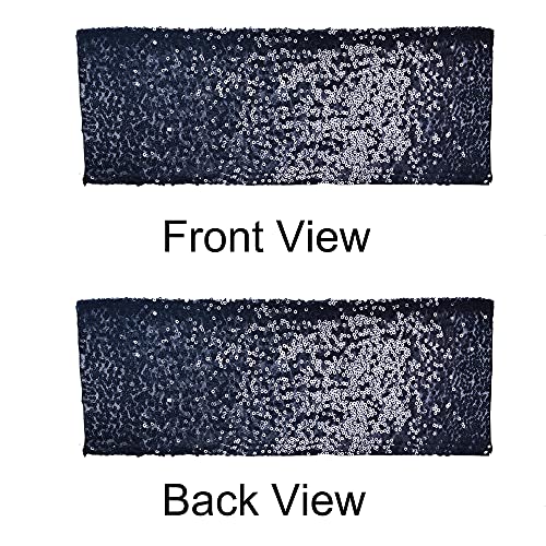 50PCS Black Elastic Sequin Chair Sashes for Party Wedding Decoration - Bling Bling