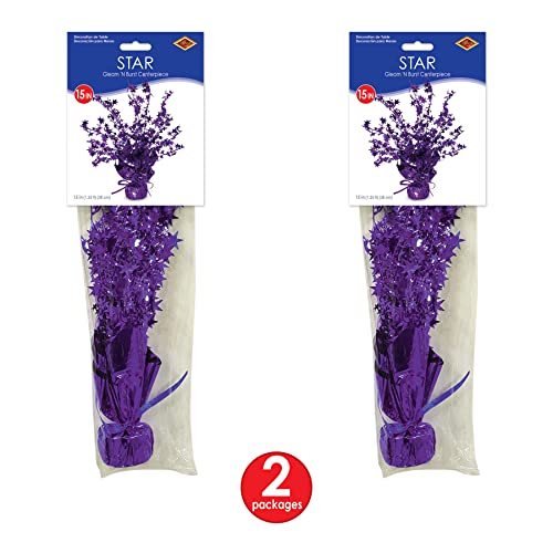 Star Gleam 'N Burst Centerpieces - Purple / 2 Piece 15-Inch Table Decor for Parties
