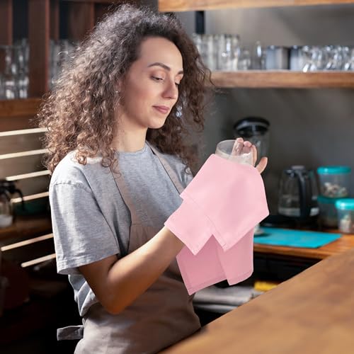 Pink Cloth Napkins Set of 24 - 17x17 Inches, 100% Polyester, Elegant Dinnerware