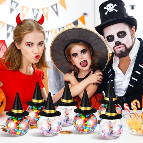 Halloween Witch Hat Potion Bottles Set - 12 Plastic 13.5oz Black