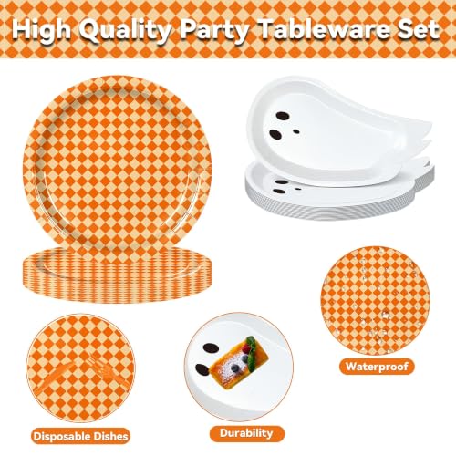Halloween Ghost Boo Tableware Set for 24 Guests - Disposable Party Supplies