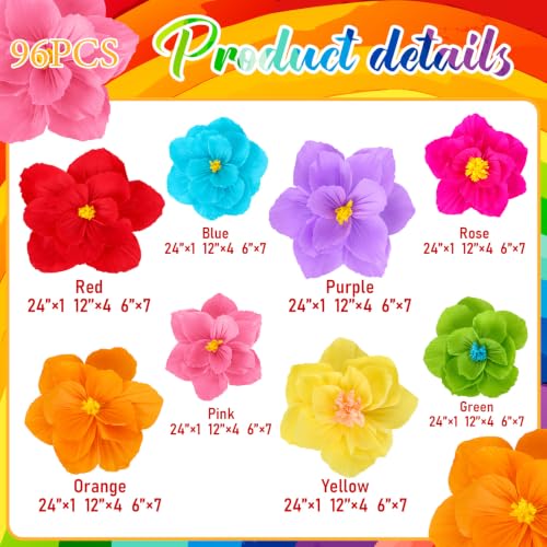 Giant Paper Flowers Decoration Set - Mexican Fiesta Theme, 96 Pieces