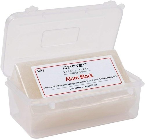 Parker Large Alum Block with Travel Case (125 g./4.4 oz.) - A Natural Aftershave with Antiseptic Properties - an Essential Item for Every Wet Shaver
