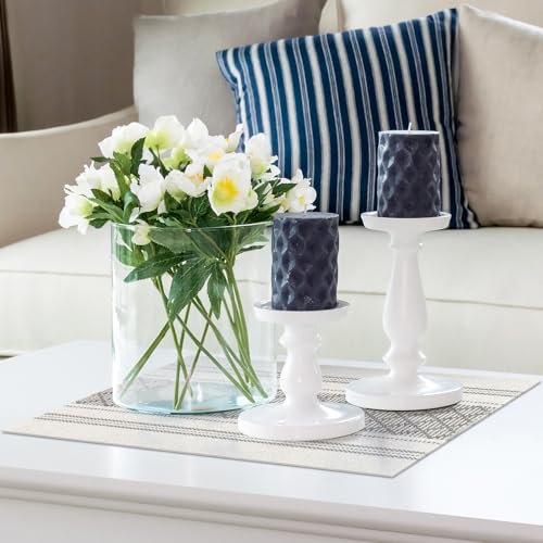 Grey & White Boho Placemats Set of 8 - Cotton Blend Rustic Table Mats 14x18 Inches