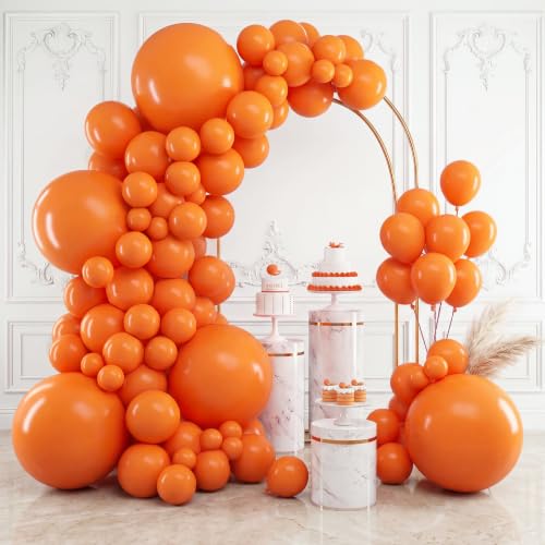 Rubfac Orange Balloon Arch Kit - 154pcs Burnt Orange Balloons for Parties & Events