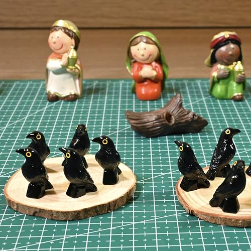 Mini Black Crow Figurines Set - Halloween Decor, Gothic Resin Animal Ornaments, 1 Inch, 100 Pieces