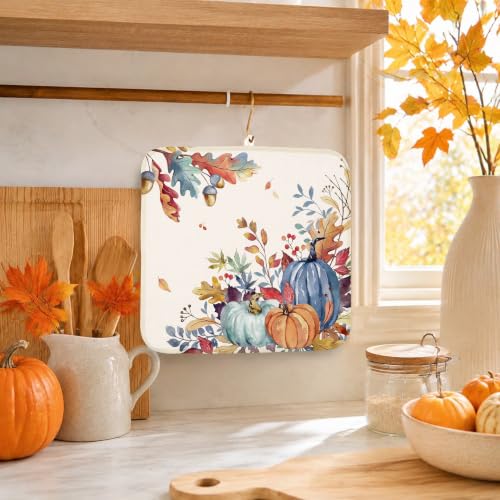 Fall Pumpkin Leaves Dish Drying Mat 16x18 Inch Kitchen Counter Decor