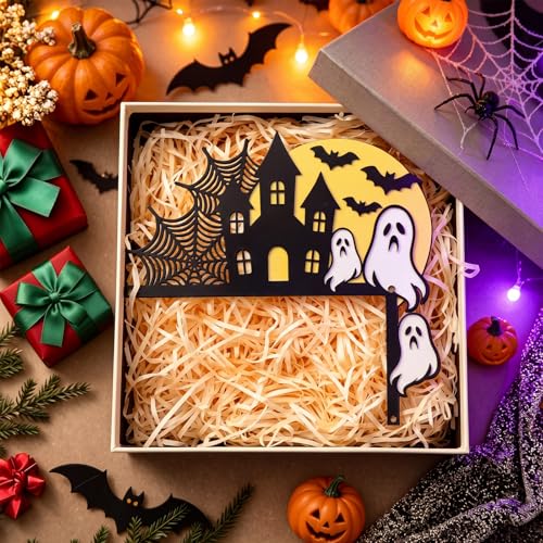 Halloween Door Frame Topper Set - Haunted House Wall Art, 4 Designs, Multicolor