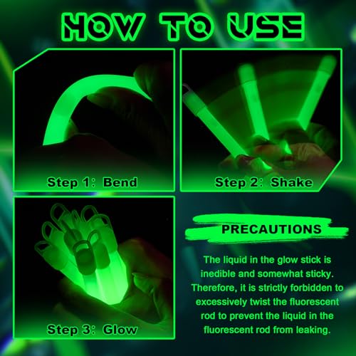 50 Green Glow Sticks Bulk with Lanyards - 4 Inch Light Up Party & Halloween Decor