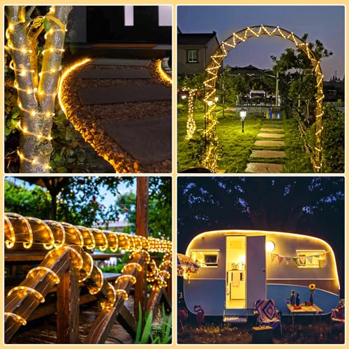 Outdoor Rope Lights 33ft 100 LEDs Warm White Waterproof & Connectable