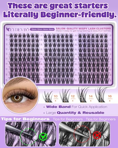 Airy Fish Tail Clusters Wispy Eyelash Extensions 10-16mm Natural Fluffy Faux Lashes