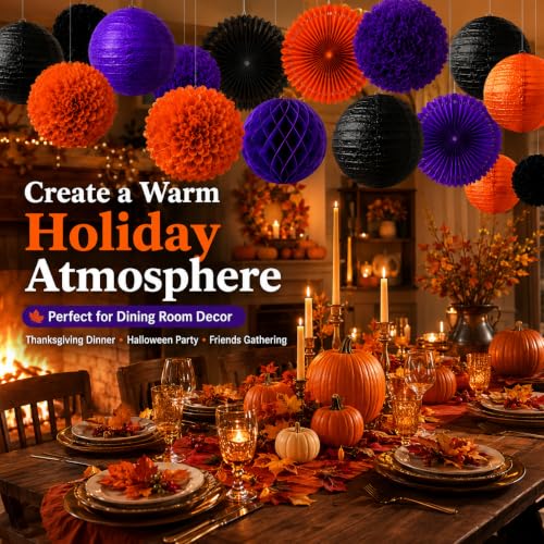 21PCS Halloween Paper Lanterns and Decorations Set for Indoor & Outdoor Party
