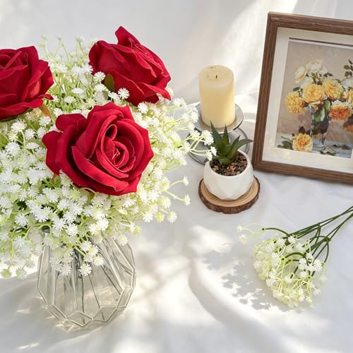 Baby's Breath Artificial Flowers Bulk 220 Pcs - Real Touch White Fake Flowers for Wedding & Decor